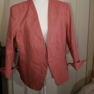 NWT LOFT coral linen/cotton jacket size 14